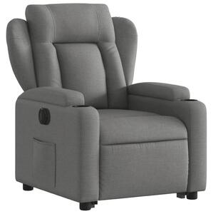 Poltrona reclinabile elettrica, color grigio scuro - rivestita in tessuto con sistema di sollevamento motorizzato - capacità di carico: 110 kg