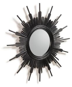 Specchio Marelli in rattan con finitura nera Ø 70 cm