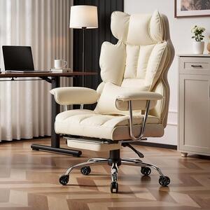 Sedia da ufficio, poltrona da ufficio ergonomica, portata fino a 200 kg, sedia da scrivania in ecopelle con poggiapiedi e supporto lombare, regolabile in altezza, ideale per l'ufficio domestico