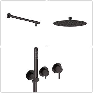 SANYCCES LOOP Miscelatore monocomando da incasso con deviatore, doccetta e flessibile + braccio doccia e soffione doccia a pioggia, nero metallizzato