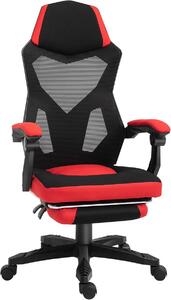 Sedia da ufficio ergonomica, sedia per PC, 58x63x112-122 cm, nera e rossa. Sedia da gaming, sedia girevole con poggiapiedi, poltrona da ufficio, regolabile in altezza, in poliestere
