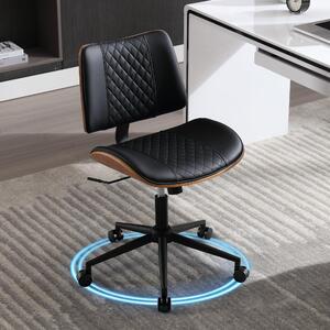 Sedia da ufficio senza braccioli - Rivestita in ecopelle nera - Altezza 82 cm - Struttura in metallo
