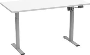 Scrivania LonaE con meccanismo elettrico di sollevamento e abbassamento, 160x80x71-120cm, bianca, color argento