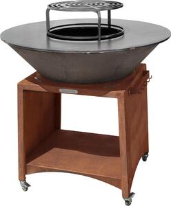 Grill Strend Pro Fiesta, versione ruggine, acciaio, diametro 100 cm, con braciere