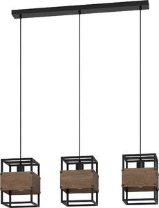 Eglo 43805 EVESHAM E27 tripla lampada a sospensione 895x195mm Nero Marrone