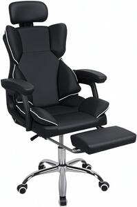 Poltrona da ufficio di grandi dimensioni e alta, sedia ergonomica per computer e gaming con poggiapiedi, poggiatesta e supporto lombare, portata massima 180 kg, sedia da lavoro in ecopelle con schienale alto e regolabile