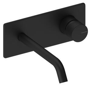 SANYCCES LOOP K ColdOpen Rubinetto lavabo da incasso a parete con sporgenza di 18 cm, nero opaco