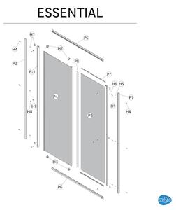 Box doccia con ingresso frontale porta scorrevole scorrevole 120 cm, H 185 cm in vetro, spessore 4 mm serigrafato bianco