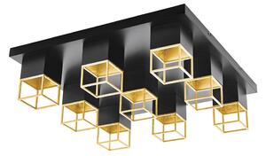 Lampada da soffitto a LED Montebaldo a 9 luci nera, color oro