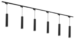Qub Focus III - Sistema di binari LED - Nero - Monofase - 300 cm - 6 lampade a sospensione GU10 - Forma a I