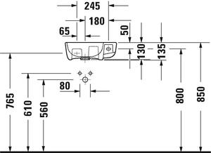 Duravit ME by Starck - Lavabo 400x220 mm, 1 foro per rubinetto a destra, bianco opaco 0717403200