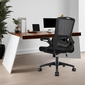 Sedia da ufficio ergonomica, nera, con struttura in plastica e regolabile in altezza