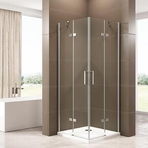 Doccia angolare con ante a battente, ingresso angolare, modello EX809 - vetro temperato nano da 6 mm - 100 x 100 x 195 cm