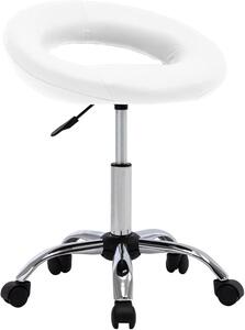 Sedia da ufficio con rotelle, colore bianco, rivestita in ecopelle. Ideale come elemento decorativo per ufficio, soggiorno, camera da letto