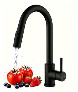 Rubinetto da cucina nero, rubinetto da cucina ad alta pressione con doccetta estraibile e girevole a 360°