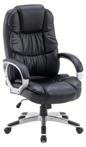 Sedia da ufficio ergonomica, rivestita in ecopelle nera, inclinabile fino a 120 gradi, con altezza regolabile e di dimensioni compatte