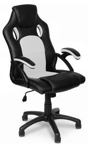 Sedia da ufficio bianca, ergonomica, in ecopelle, confortevole, con capacità di carico di 150 kg, adatta per l'ufficio e il gaming, sedia girevole