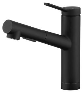 Rubinetto da cucina con doccetta estraibile e 2 tipi di getto, colore nero opaco