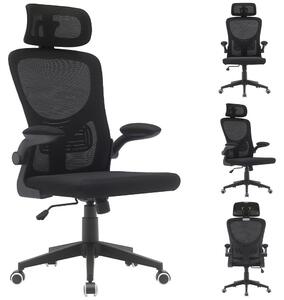 Sedia da ufficio ergonomica, realizzata con tessuto traspirante, dotata di supporto lombare e poggiatesta