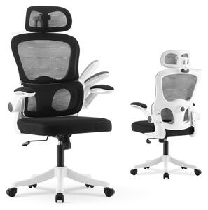 Sedia da ufficio ergonomica, colore nero, con poggiatesta regolabile in 3D e rivestimento in mesh