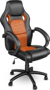 Sedia da ufficio nera/arancione - Rivestita in ecopelle ergonomica - Larghezza 50 cm - Sedia girevole