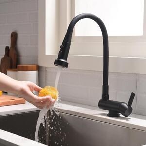 Rubinetto da cucina pieghevole, girevole a 360°, con 3 modalità di spruzzo, colore nero
