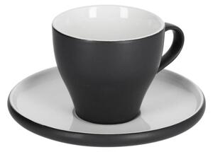 Tazzina da caffè Sadashi con piattino in porcellana bianca e nera