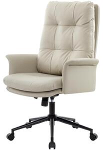 Sedia da ufficio color crema - Sedia ergonomica per manager - Rivestita in ecopelle - Altezza 100 cm