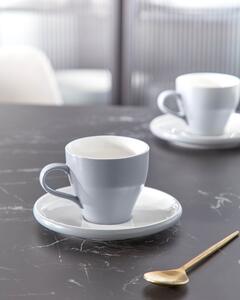 Tazza e piattino Sadashi in porcellana bianca e grigia