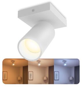 SSC-LUXon NUVIO Lampada da soffitto a 1 luce, faretto da parete bianco – con lampadina LED GU10 da 3 W, tre tonalità di luce regolabili (3CCT) – faretto orientabile per cucina e corridoio