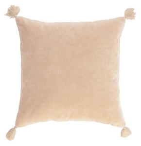 Fodera cuscino Carmin in velluto 100% cotone rosa con nappine 45 x 45 cm