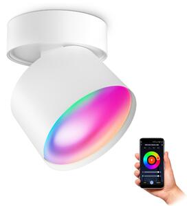 SSC-LUXon soffitto bianco - Faretto a superficie con Smart Home WiFi GX53 LED 6W RGBW dimmerabile - Lampada a spot rotonda compatibile con gli Smart Speaker