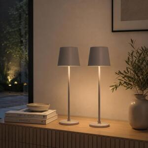 Set di 2, lampada da tavolo a LED per esterni, 37 cm, 310lm, touch dimmer, USB, grigio