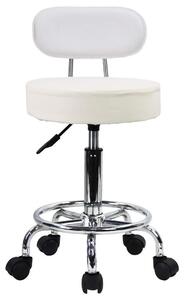 Sedia da ufficio girevole, con altezza regolabile da 52 a 67 cm, rivestita in ecopelle bianca, design moderno