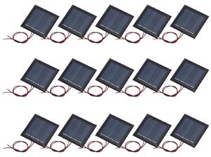 15 pannelli solari in miniatura, 2 V, 0,26 W, 130 mA, 54 mm x 54 mm