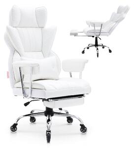 Sedia da ufficio bianca in ecopelle, modello executive - capacità di carico di 158,75 kg - altezza 127 cm