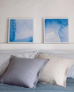 Set Maeva di 2 quadri in legno bianco con acque blu e bianche 40 x 40 cm