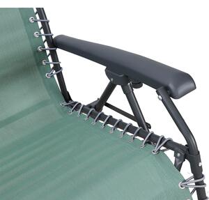 Poltrona da giardino con cuscino Relax Chair pieghevole con braccioli in acciaio, seduta in textilene verde