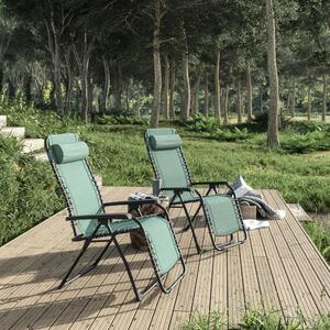 Poltrona da giardino con cuscino Relax Chair pieghevole con braccioli in acciaio, seduta in textilene verde