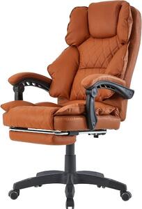 Sedia da ufficio con poggiapiedi e braccioli flessibili a 3 punti - Sedia da scrivania dal design in - Sedia ergonomica per ufficio con schienale regolabile per una postura più corretta, colore: marrone