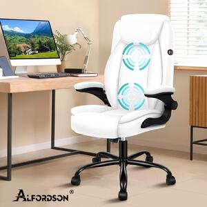 Sedia da ufficio in ecopelle bianca, con braccioli pieghevoli, design ergonomico per un comfort ottimale, capacità di carico fino a 150 kg, ideale per l'ufficio e il lavoro da casa