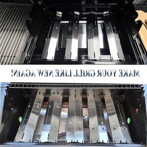 Piastra riscaldante in acciaio inossidabile regolabile per barbecue a gas - Protezione termica sostituibile, accessorio per barbecue, adatta a diversi modelli, lunghezza da 30 cm a 53,3 cm, larghezza 9,6 cm