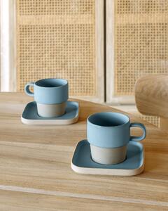 Tazzina Midori con piattino in ceramica blu