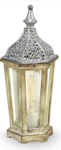 Lampada da tavolo vintage a 1 luce in legno, vetro argento, trasparente (LT)