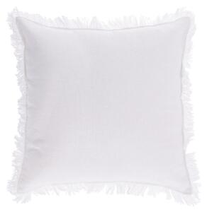 Fodera cuscino Almira in cotone e lino con frange bianca 45 x 45 cm