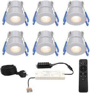 - Milano - 6 faretti LED da incasso, 12 Volt - Illuminazione per coperture di terrazze - Dimmerabili - Kit completo con telecomando - 3W - Plug & Play - 2700K, 200lm - IP65, impermeabili - Acciaio inossidabile
