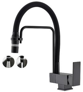 Miscelatore per lavello, monocomando, con un foro, flessibile, miscelatore con flessibile flessibile a 360 gradi, finitura nera opaca