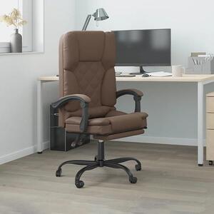 Sedia da ufficio, sedia da scrivania, sedia girevole, sedia da lavoro, poltrona da ufficio, sedia da computer, ergonomica, regolabile in altezza, marrone, in ecopelle, con funzione massaggio e ruote, ideale per l'ufficio domestico o lo studio