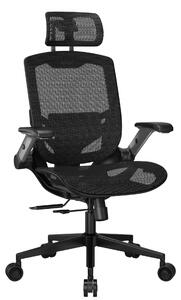 Sedia da ufficio ergonomica in rete - Nera, con braccioli pieghevoli 2D - Altezza extra grande (115 cm) - Materiale: rete - Adatta per ufficio e gaming