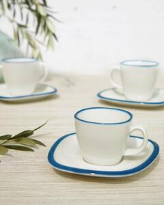 Tazzina da caffè con piattino Odalin in porcellana bianca e blu